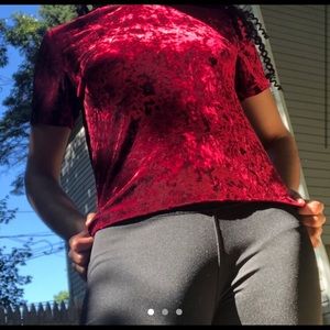 Maroon crushed velvet top